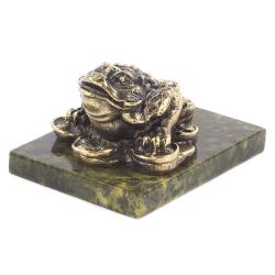 Статуэтка &quot;Жаба на деньгах&quot; бронза змеевик — 