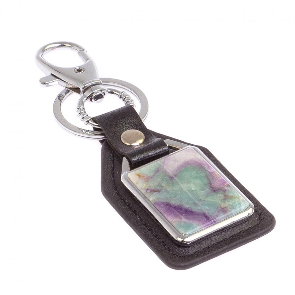 Брелок для ключей с накладкой из зеленого флюорита фото 1 — 