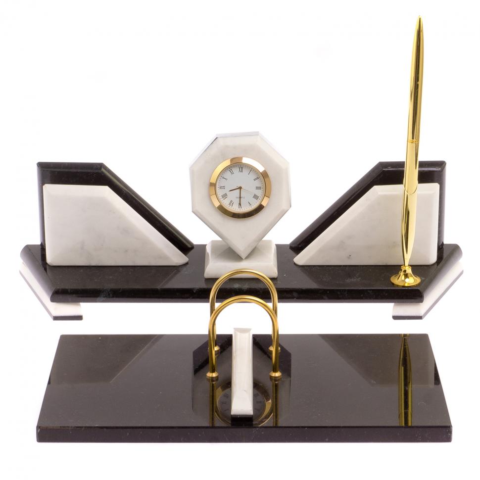 Настольный набор из камня "Эталон" белый мрамор фото 1 — 