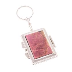 Складное зеркало брелок из родонита прямоугольное — 