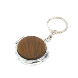 Складное зеркало брелок тигровый глаз круглое — 