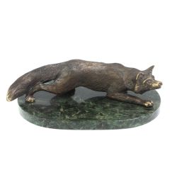 Бронзовая статуэтка &quot;Лис крадется&quot; змеевик — 