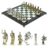 Шахматы "Римские воины" доска 44х44 см из мрамора и змеевика фото 1 — 