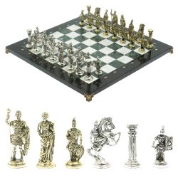 Шахматы &quot;Римские воины&quot; доска 44х44 см из мрамора и змеевика — 