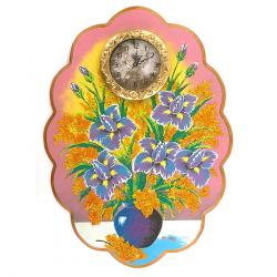 Часы с картиной &quot;Ирисы&quot; 48х66 см каменная крошка — 