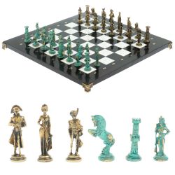 Шахматы &quot;Отечественная война 1812 г. &quot; фигуры бронза / патина 40х40 см мрамор — 