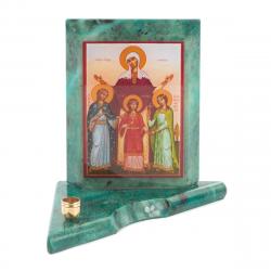 Икона с подсвечником Вера, Надежда, Любовь и мать их София малая 9,5х9,5х10 см — 