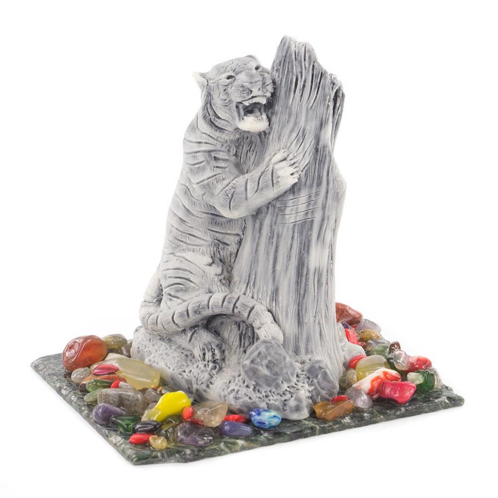 Сувенир фигурка "Тигр у дерева" из мрамолита фото 1 — 