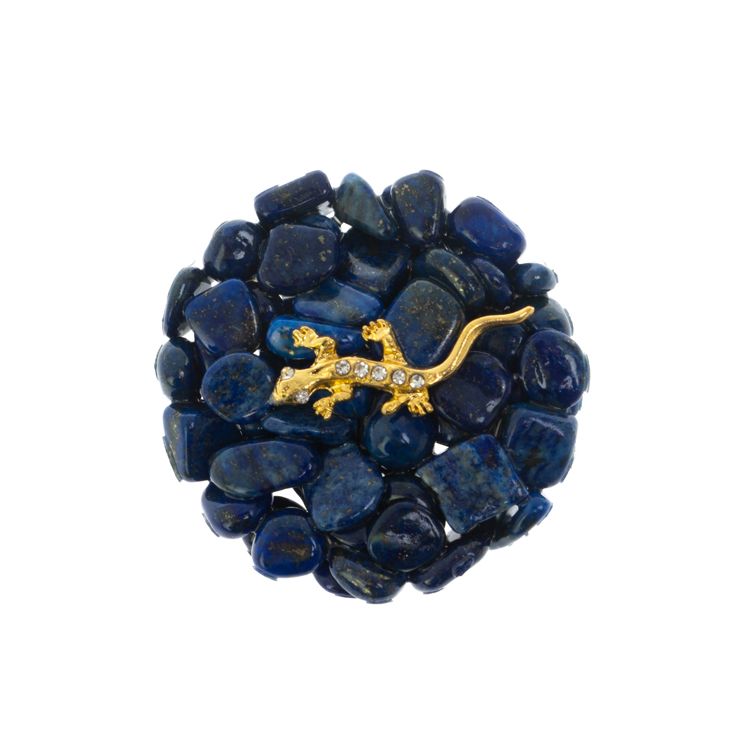 Магнит "Лазурит афганский" с ящерицей 5х5х1 см фото 1 — 