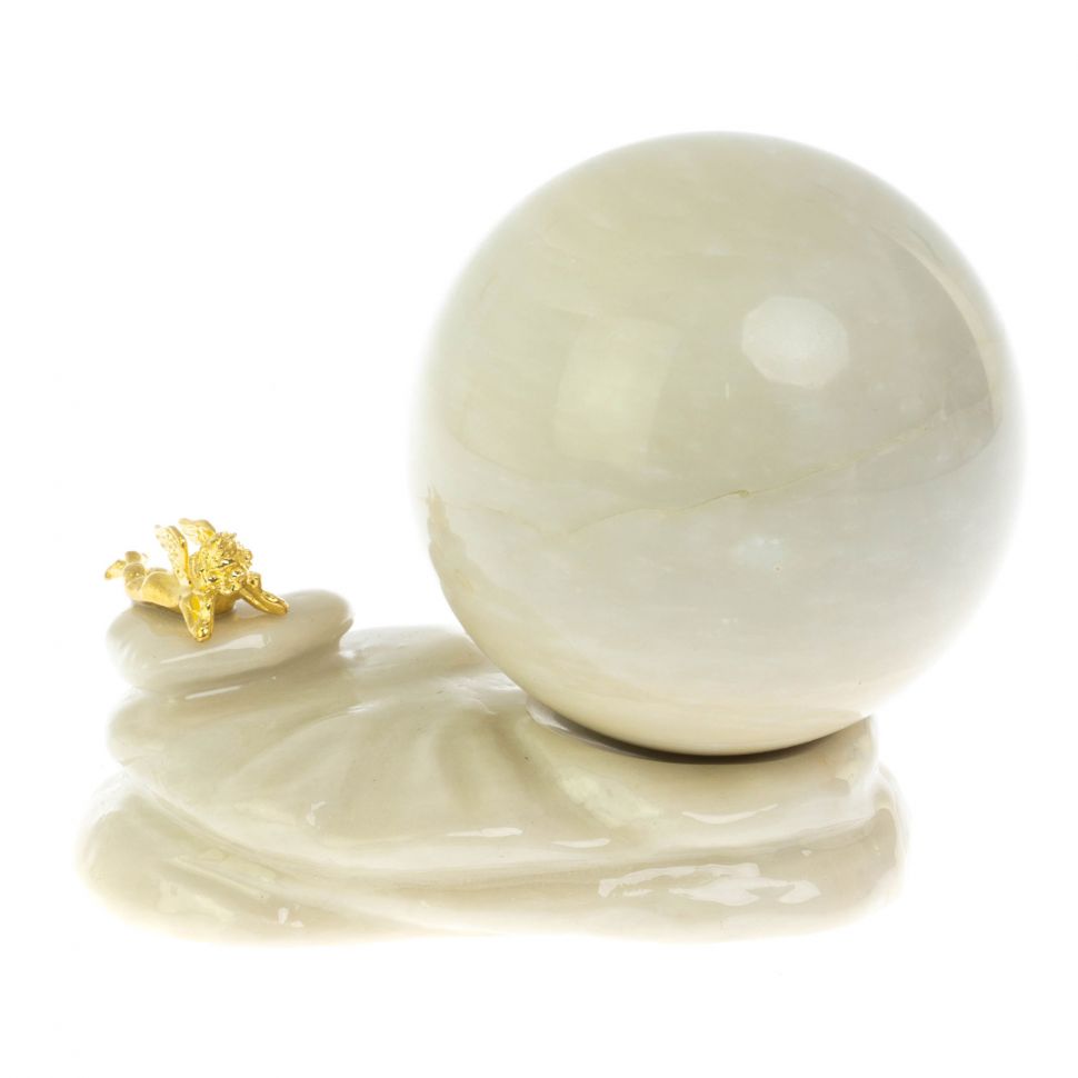 Композиция с шаром "Ангел" из газганкого мрамора фото 1 — 