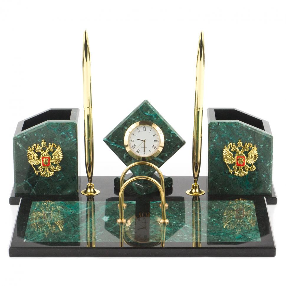 Настольный набор "Куб" камень змеевик фото 1 — 