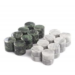 Фишки для игры в нарды шашки 25 мм серый мрамор змеевик 32 штуки — 