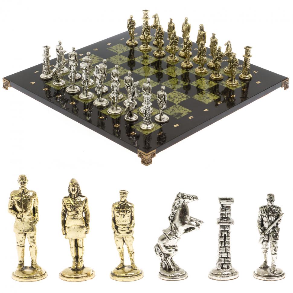 Шахматы сувенирные "Великая Отечественная война" доска 40х40 см змеевик фото 1 — 