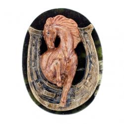 Магнит &quot;Лошадка с подковой&quot; змеевик — 