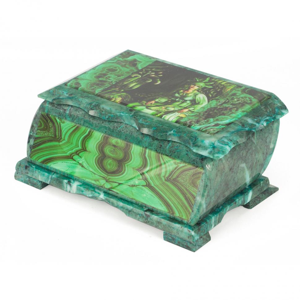 Шкатулка Хозяйка медной горы с иллюстрацией под малахит н3 22х13х9 см фото 1 — 