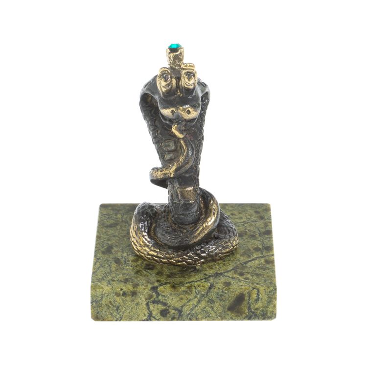 Бронзовая статуэтка "Змея - царевна" на змеевике фото 1 — 