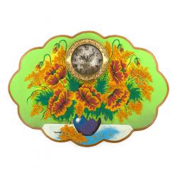 Часы с картиной &quot;Букет маков&quot; 66х48 см каменная крошка — 