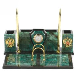 Письменный прибор &quot;Щит&quot; из камня змеевик — 