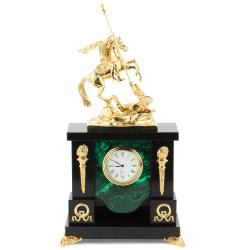 Часы &quot;Георгий Победоносец&quot; из малахита и бронзы — 