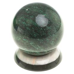 Шар &quot;Антистресс&quot; из темно-зеленого змеевика 9 см на подставке — 