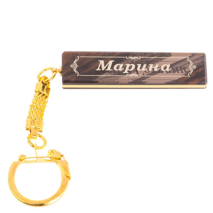 Брелок именной "Марина" камень обсидиан фото 1 — 