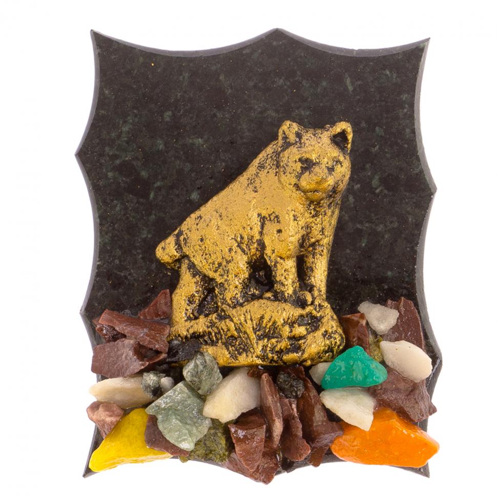 Магнит "Рысь" из змеевика фото 1 — 