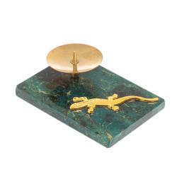 Подсвечник с ящерицей из змеевика 7,5х7,5х5 см — 