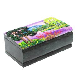 Шкатулка &quot;Купюра. Летний пейзаж&quot; из змеевика — 