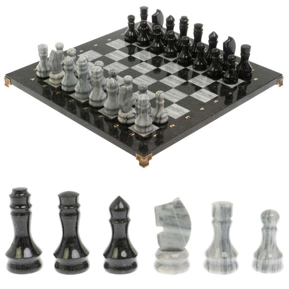 Шахматы с каменными фигурами мрамор гранит 44х44 см фото 1 — 