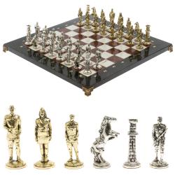 Шахматы подарочные &quot;Великая Отечественная война&quot; из лемезита и мрамора доска 40х40 см — 