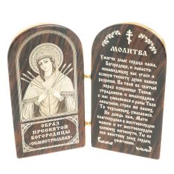 Икона складная &quot;Семистрельная&quot; арка средняя камень обсидиан — 
