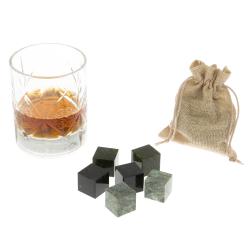 Камни для виски набор 6 кубиков микс из змеевика — 