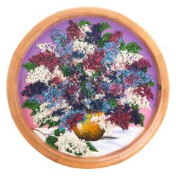 Тарелка декоративная &quot;Букет сирени&quot; 60 см сиреневый фон каменная крошка — 