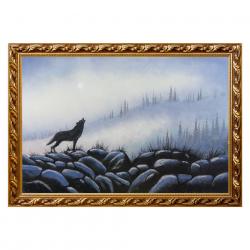 Картина &quot;Волк&quot; багет 46х66 см, каменная крошка — 