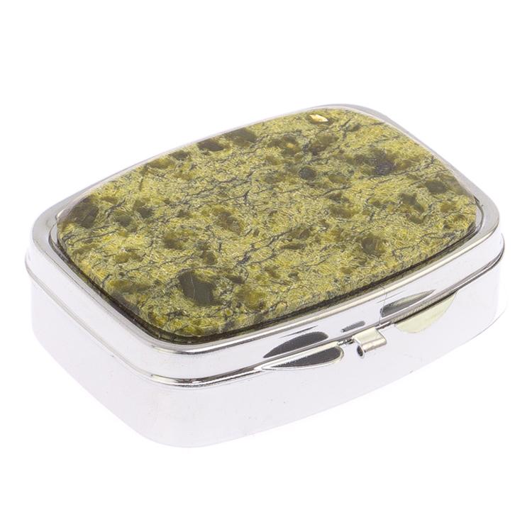 Таблетница на 2 отделения камень змеевик цвет серебро фото 1 — 