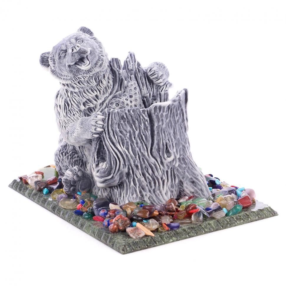 Карандашница "Медведь" из мрамолита фото 1 — 