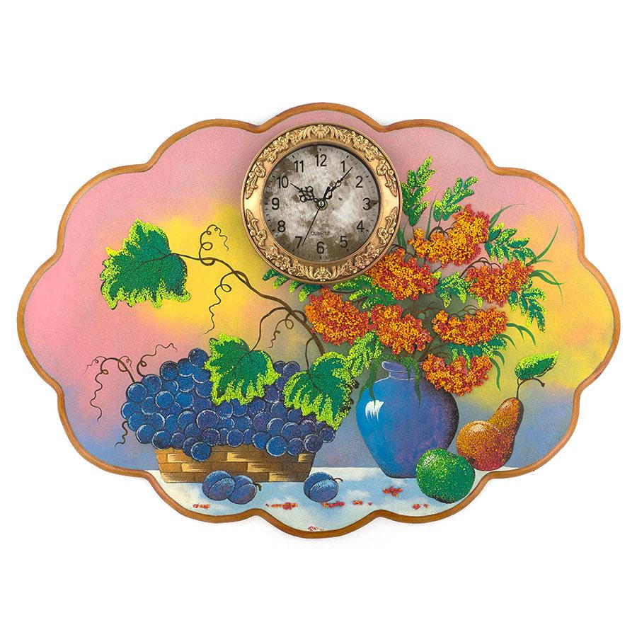 Часы с картиной "Натюрморт" 66х48 см каменная крошка фото 1 — 