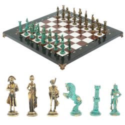 Шахматы &quot;Отечественная война 1812 г. &quot; фигуры бронза / патина 40х40 см мрамор лемезит — 