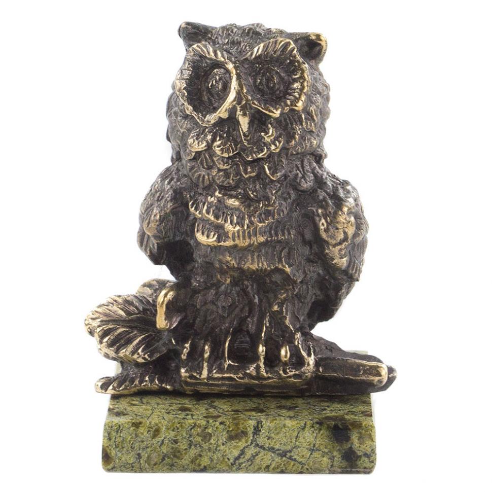 Сувенир "Филин на ветке" змеевик бронза фото 1 — 