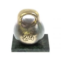 Статуэтка из бронзы &quot;Гиря 24 кг&quot; змеевик 8,5х6,5х8,5 см — 