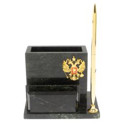 Карандашница с визитницей из змеевка — 