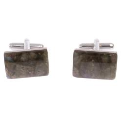 Запонки камень лабрадор прямоугольные — 