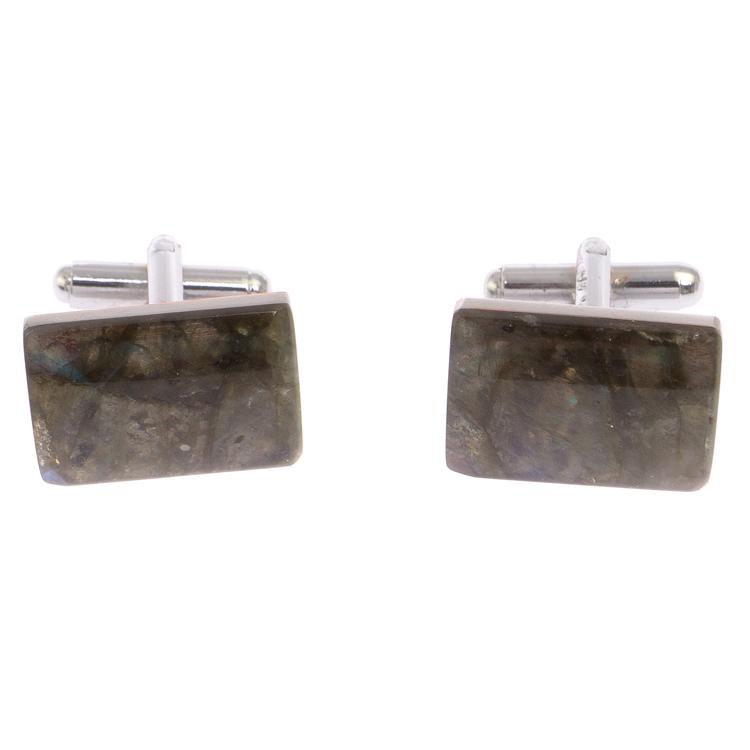 Запонки камень лабрадор прямоугольные фото 1 — 