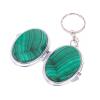 Складное зеркало брелок из малахита овальное фото 2 — 