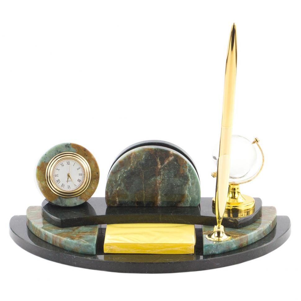 Настольный мини-набор "Глобус" камень офиокальцит фото 1 — 