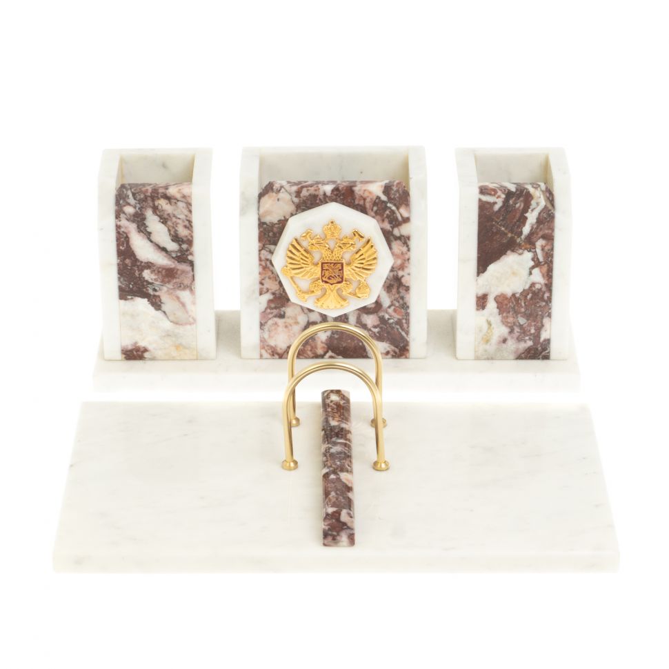 Письменный набор "Грани" с гербом камень креноид фото 1 — 