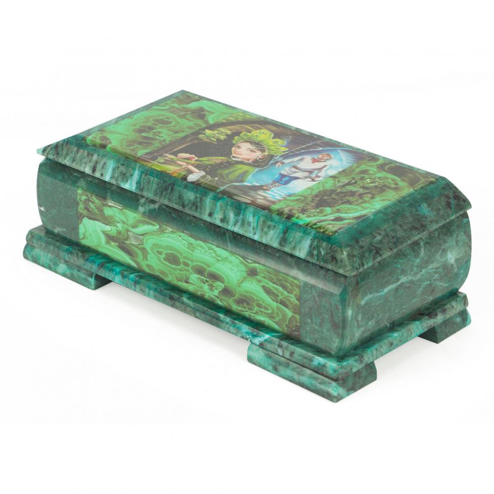 Шкатулка "Хозяйка медной горы" с иллюстрацией под малахит Кд3 24х11х8 см фото 1 — 