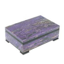 Шкатулка из камня чароит 12х8х4 см — 