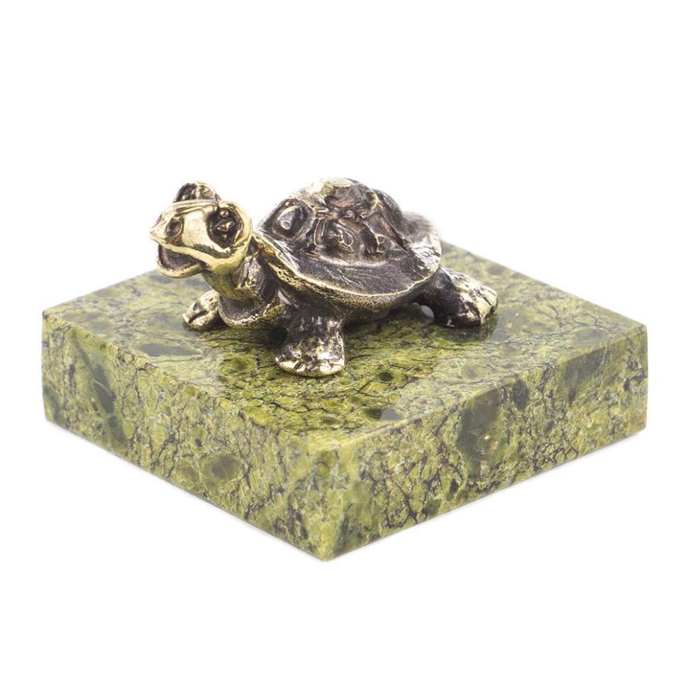 Статуэтка "Черепашка" из бронзы и змеевика фото 1 — 