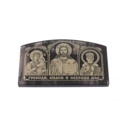 Автоикона &quot;Триптих&quot; из черного обсидиана 7,5х5 см — 